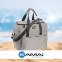 Torba termiczna Kamai Gio Style na ramię, pastelowy szary, z kieszeniami i rączką do noszenia, pojemność 33L