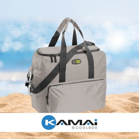 Torba termiczna Kamai Gio Style na ramię, pastelowy szary, z kieszeniami i rączką do noszenia, pojemność 33L