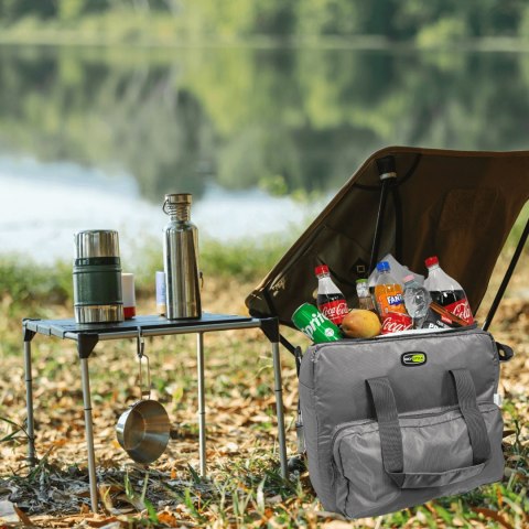 Torba termiczna Kamai Gio Style na ramię, pastelowy szary, z kieszeniami i rączką do noszenia, pojemność 33L