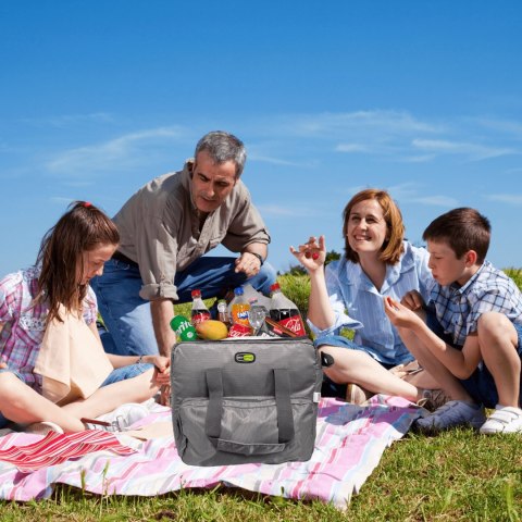 Torba termiczna Kamai Gio Style na ramię, pastelowy szary, z kieszeniami i rączką do noszenia, pojemność 33L