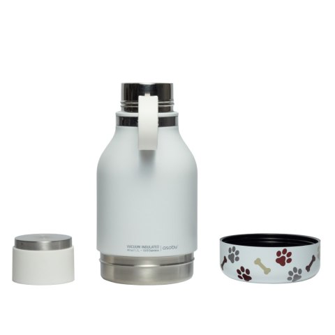 ASOBU Butelka termiczna STAINLESS z miską dla psa biała, 975ml