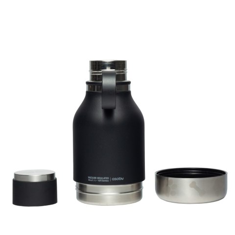 ASOBU Butelka termiczna STAINLESS z miską dla psa czarna, 975ml