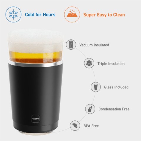 ASOBU Szklanka do piwa BEER KUZIE BLACK, 490ml