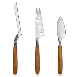 Zestaw 3 noży do sera, dąb