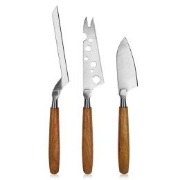 Zestaw 3 noży do sera, dąb