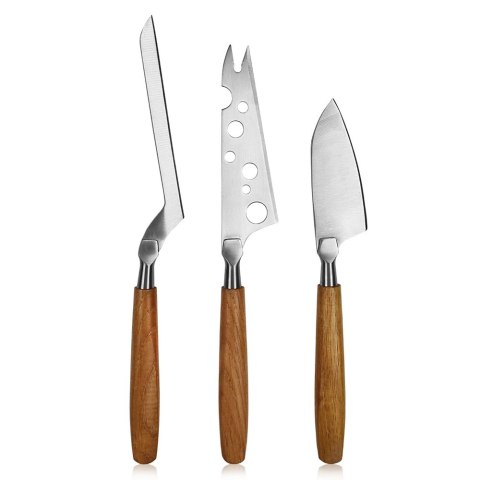 Zestaw 3 noży do sera, dąb