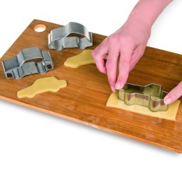 Trzy foremki ze stali nierdzewnej w kształcie samochodów