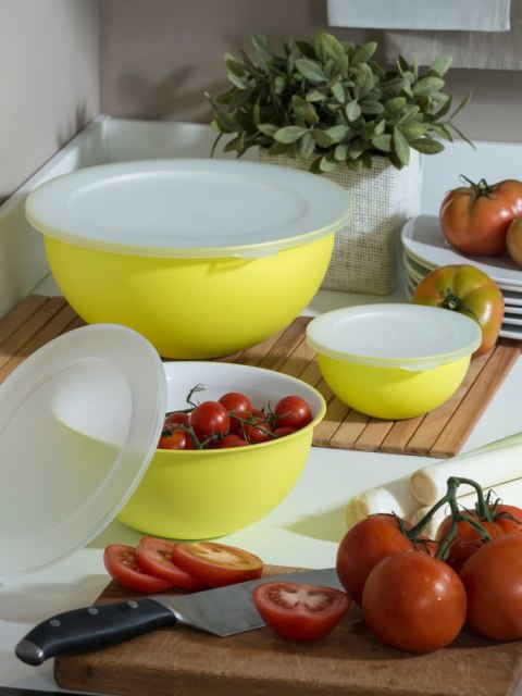 Zestaw 3 fioletowych misek z przykrywkami