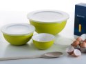 Zestaw 3 jasnozielonych misek z przykrywkami