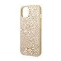 Guess Glitter Flakes Metal Logo Case - Etui iPhone 14 (złoty)