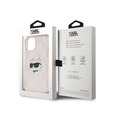 Karl Lagerfeld IML Choupette Head & Monogram - Etui iPhone 15 / 14 / 13 (różowy)