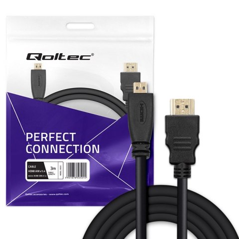 Qoltec Kabel HDMI v1.4 | Micro HDMI | High speed | 4K | 30Hz | GOLD | 3m