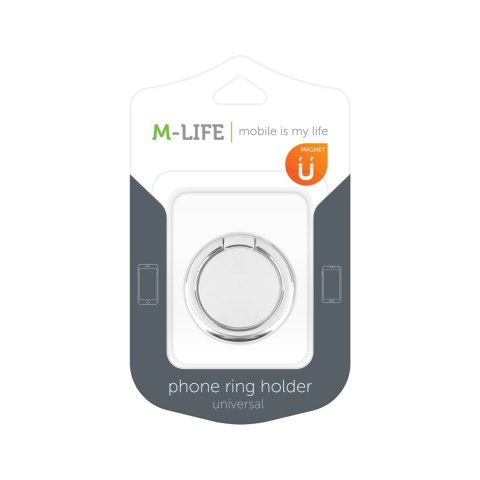 Uchwyt uniwersalny typu pierścień do telefonu srebrny