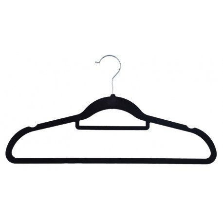 Wieszak welurowy Maxi komplet 10 szt - czarny