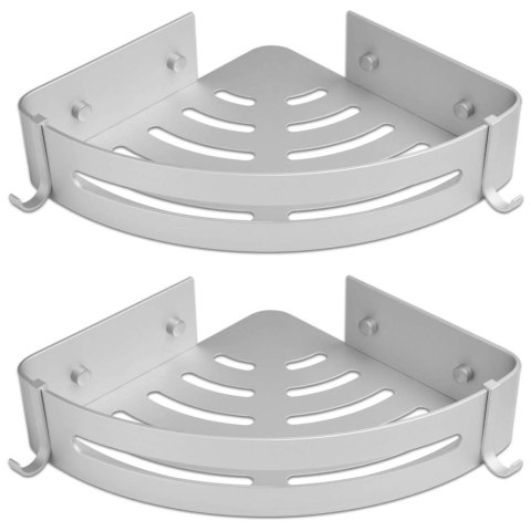 Zestaw 2 półek łazienkowych narożnych Myzea srebrna