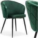 Krzesło welurowe HAMPTON VELVET ciemnozielone