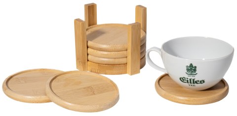 Zestaw 6 bambusowych podkładek kubki EMERALD