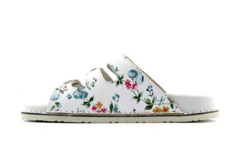 ABAT ROZM. 38 W KWIATY Klapki damskie, trzy paski regulowane sprzączkami