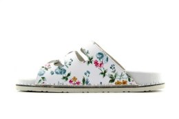 ABAT ROZM. 40 W KWIATY Klapki damskie, trzy paski regulowane sprzączkami