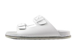 ABAT ROZM. 38 BIAŁE Klapki damsko-męskie, dwa paski regulowane sprzączkami