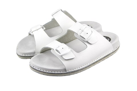 ABAT ROZM. 40 BIAŁE Klapki damsko-męskie, dwa paski regulowane sprzączkami