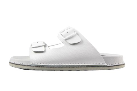 ABAT ROZM. 43 BIAŁE Klapki damsko-męskie, dwa paski regulowane sprzączkami
