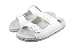 ABAT ROZM. 44 BIAŁE Klapki damsko-męskie, dwa paski regulowane sprzączkami