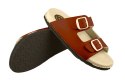 ABAT ROZM. 36 BRĄZOWE Klapki damsko-męskie, dwa paski regulowane sprzączkami