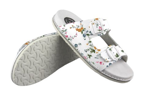 ABAT ROZM. 43 BIAŁE Klapki damsko-męskie, dwa paski regulowane sprzączkami