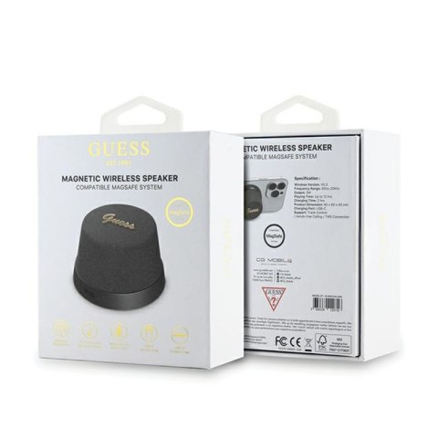 Guess Magnetic Script Metal Logo - Głośnik Bluetooth V5.3 (czarny)