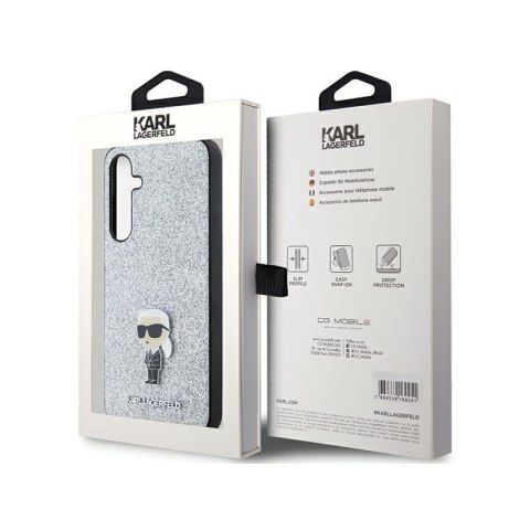 Karl Lagerfeld Fixed Glitter Ikonik Logo Metal Pin - Etui Samsung Galaxy A55 5G (srebrny)