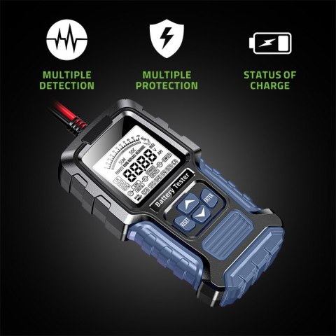 Qoltec Cyfrowy tester akumulatora z wyświetlaczem LCD | 12V | 24V | 3Ah-250Ah