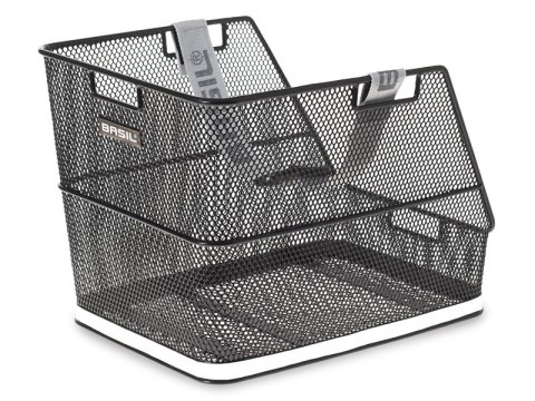 Kosz tylny na bagażnik BASIL CLASSIC extra wysoki odblaski stalowy czarny (NEW)