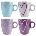 Zestaw Kubki na Kawę Herbatę Kakao Ceramiczne Serca ORION 210 ml 4 szt.