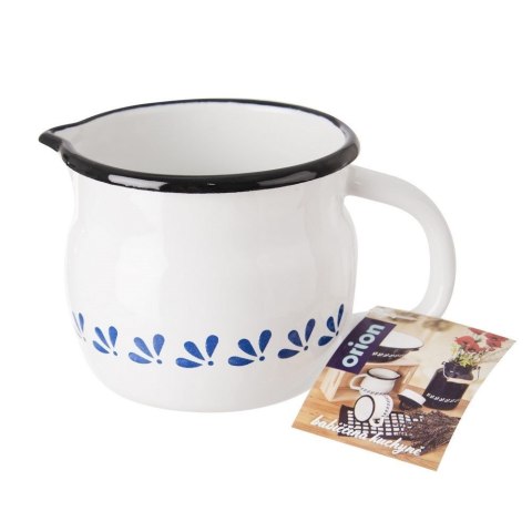 Kubek Emaliowany do Podgrzewania z Uchwytem Wylewką Biały ORION 800 ml