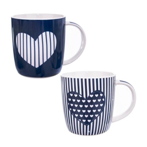 Kubki Porcelanowe 390 ml 2 Szt. ORION Serce Niebieskie Pudełko Prezentowe