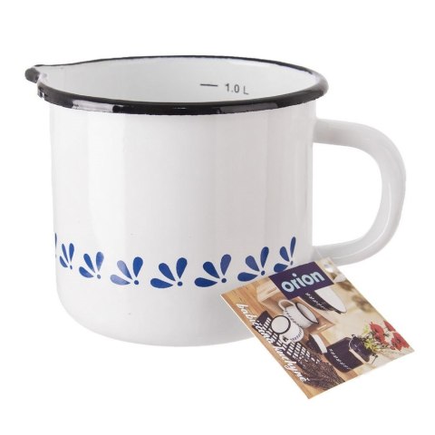 Garnek Kubek z Miarką Wylewką Emaliowany Biały Solidny Trwały ORION 1,2 L