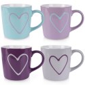 Kubki Ceramiczne 600 ml 4 Szt. ORION Serce Kolorowe Duże