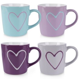 Kubki Ceramiczne 600 ml 4 Szt. ORION Serce Kolorowe Duże