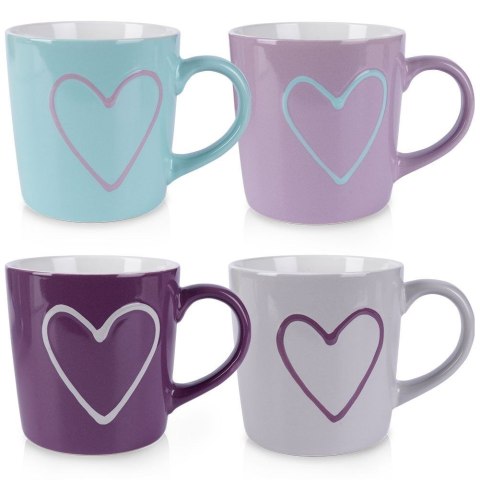 Kubki Ceramiczne 600 ml 4 Szt. ORION Serce Kolorowe Duże