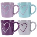 Kubki Ceramiczne 600 ml 4 Szt. ORION Serce Kolorowe Duże