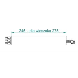 FAMED 275 mm Rura montażowa do lamp SOLIS, 255-275 cm, sufitowa lub ścienna
