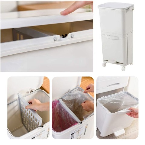 Kosz pojemnik odpady do segregacji 42L biały Nardan