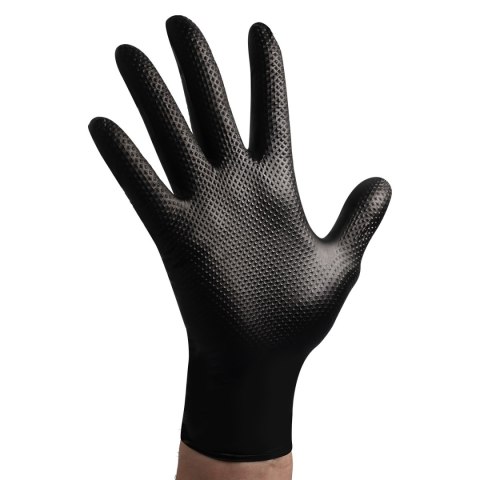 VELO STRONG GRIP L CZARNE Rękawice nitrylowe robocze z gripem, 50 szt.