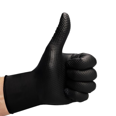 VELO STRONG GRIP S CZARNE Rękawice nitrylowe robocze z gripem, 50 szt.