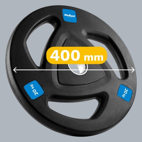 Obciążenie żeliwne olimpijskie gumowane 20kg, otwór 51mm , REBEL ACTIVE