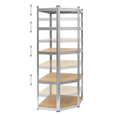 Regał metalowy magazynowy narożny 180x40x70 srebrny Rebel