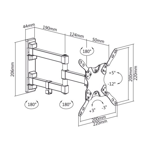 Uchwyt naścienny uniwersalny do LED TV (13-42") regulacja w pionie i poziomie