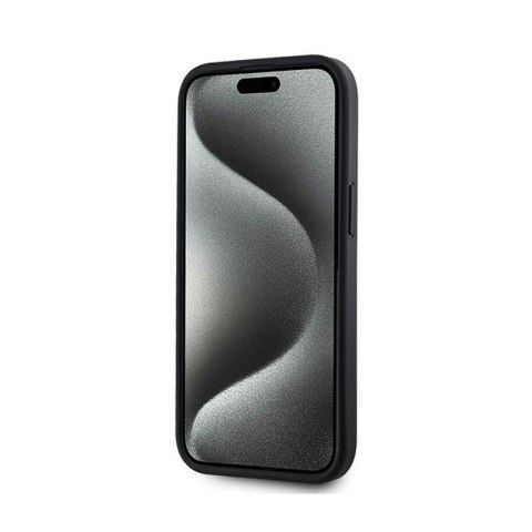 DKNY Leather Checkered Mono Pattern MagSafe - Etui iPhone 14 / 15 / 13 (czarny)