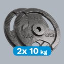 Obciążenie żeliwne zestaw 2x10kg, otwór 31mm, talerz z uchwytami, REBEL ACTIVE